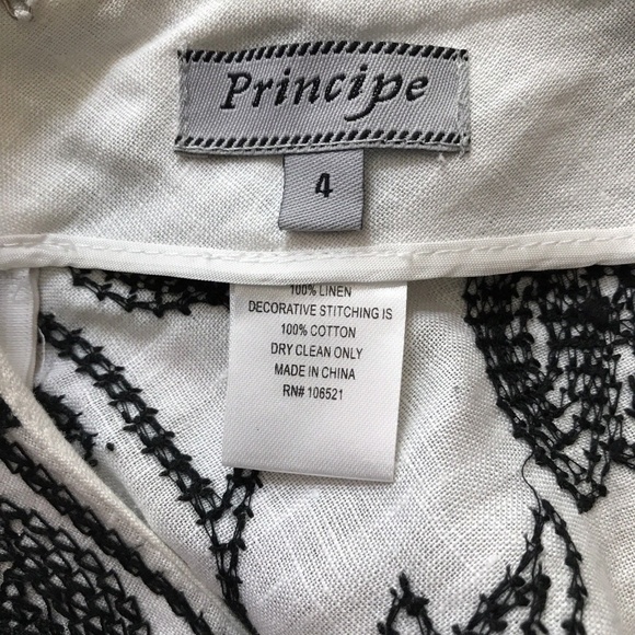 Principe Womens 100% Linen Skirt Size 4 Embroidery - Picture 4 of 7